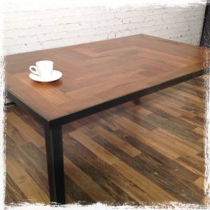 reclaimed parquet flooring coffee table